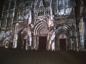 Son et lumière at Rouen cathedral.