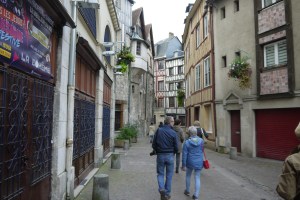 Groups toured the winding medieval streets.